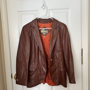 vintage brown leather blazer